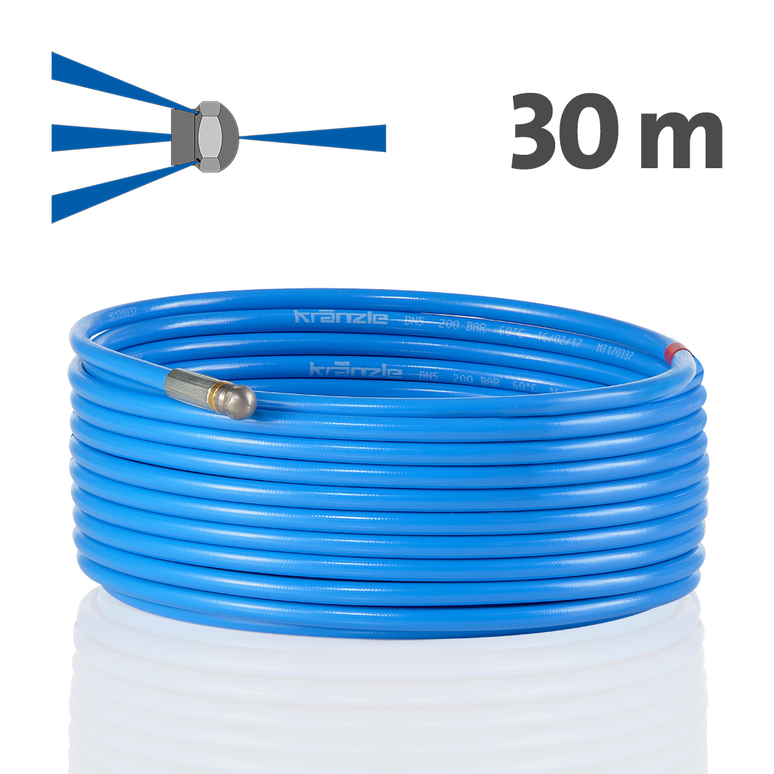KRÄNZLE Rohrreinigungsschl. 30m, m. Frontb. Steck.